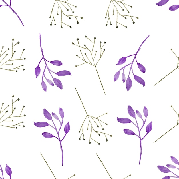 Watercolor leaf seamless pattern