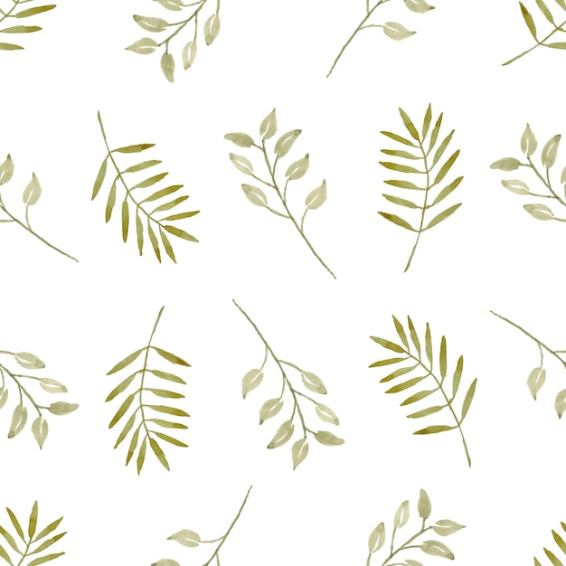 Watercolor leaf seamless pattern