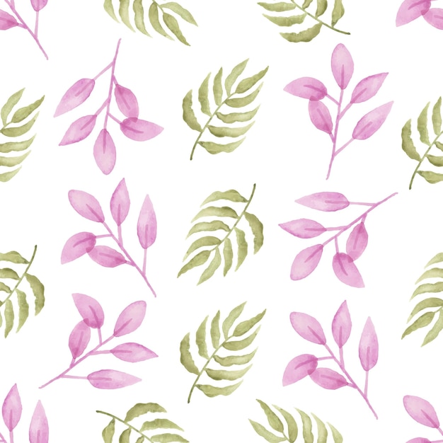 Watercolor leaf seamless pattern