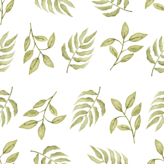 Watercolor leaf seamless pattern