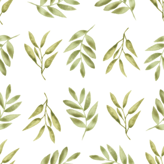 Watercolor leaf seamless pattern