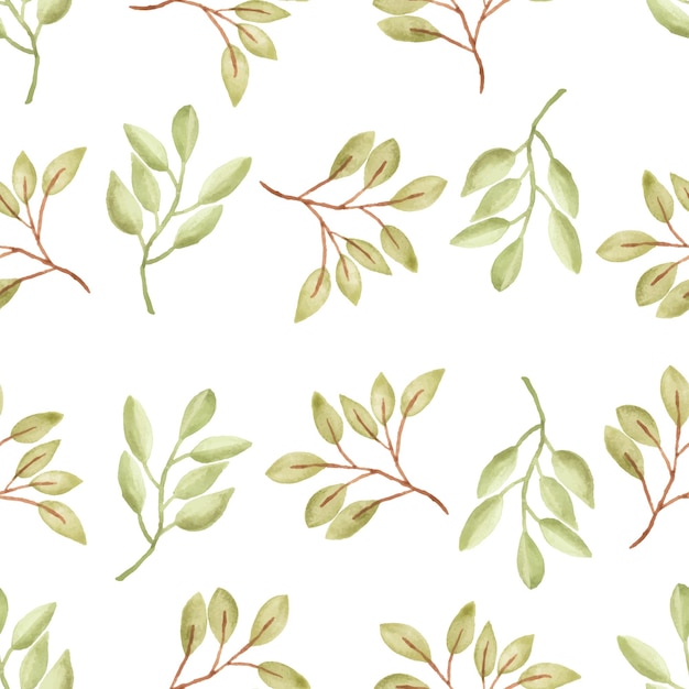 Watercolor leaf seamless pattern