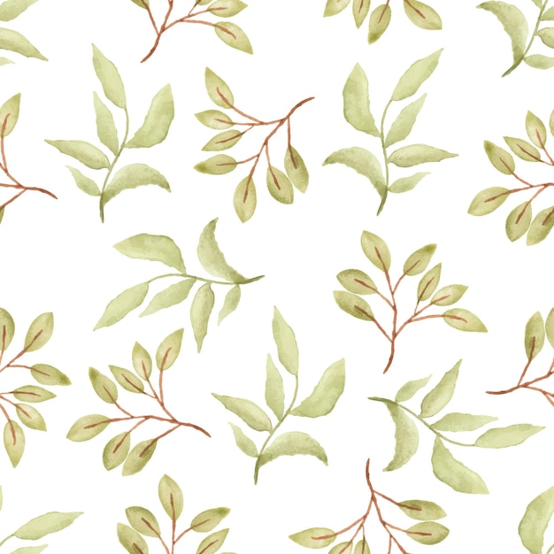 Watercolor leaf seamless pattern