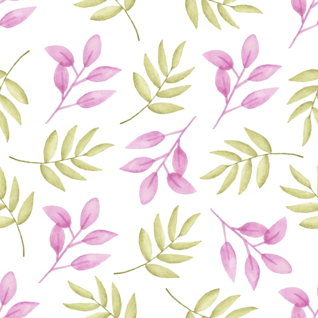 Watercolor leaf seamless pattern