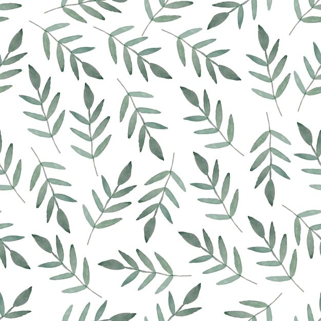 Watercolor leaf seamless pattern