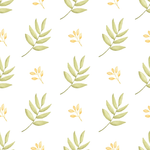 Watercolor leaf seamless pattern