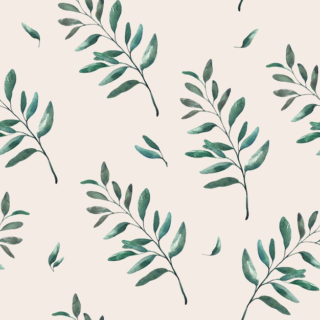 Watercolor leaf seamless pattern.