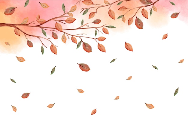 Watercolor leaves falling