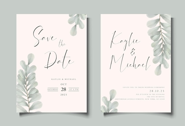 Watercolor Leaves Wedding Invitation Card