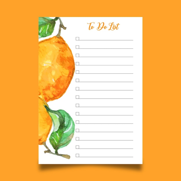 Watercolor lemon to do list  template