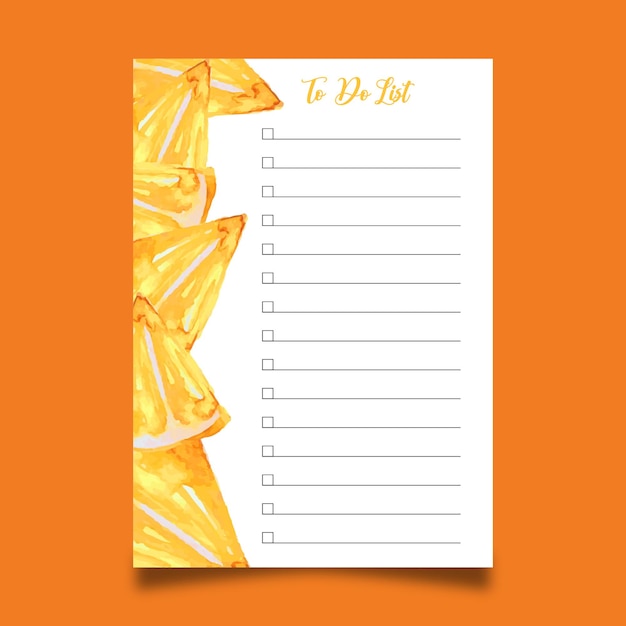 Vector watercolor lemon to do list  template