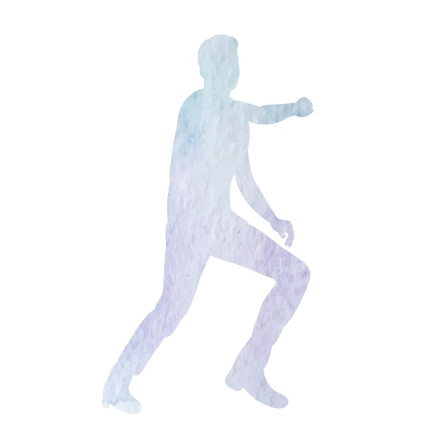 Watercolor lilac silhouette man dancing dance