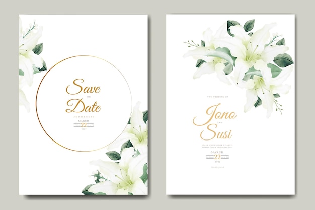 Watercolor Lily Floral Wedding Invitation card