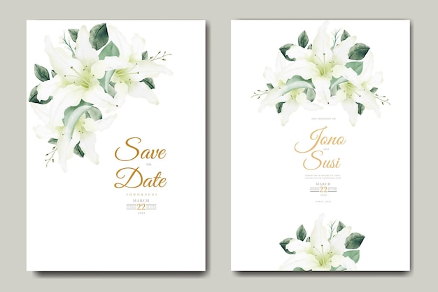 Watercolor Lily Floral Wedding Invitation card