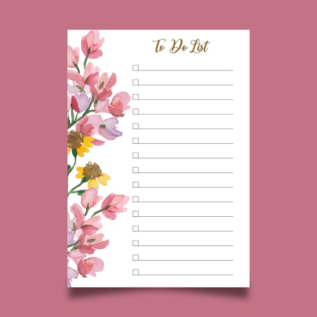 Watercolor to do list template