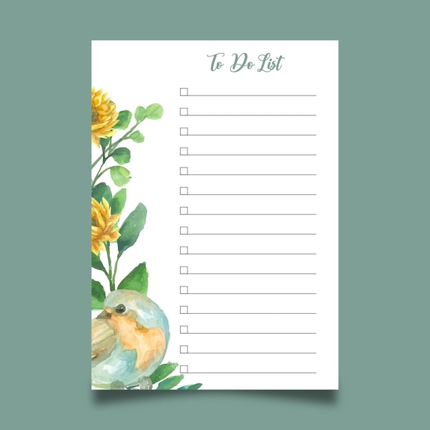 watercolor to do list template