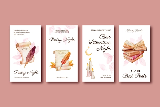 Watercolor literature template design