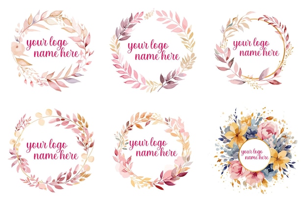 Vector watercolor logo template floral logo design