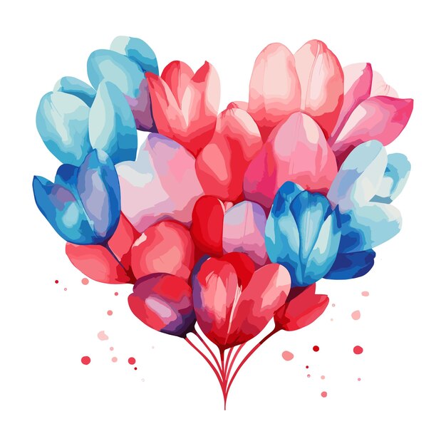 watercolor love shape Mandla floral vector