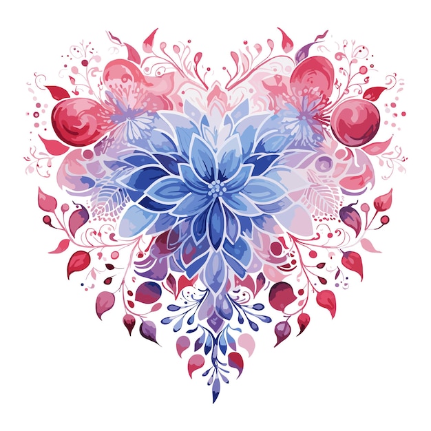 watercolor love shape Mandla floral vector