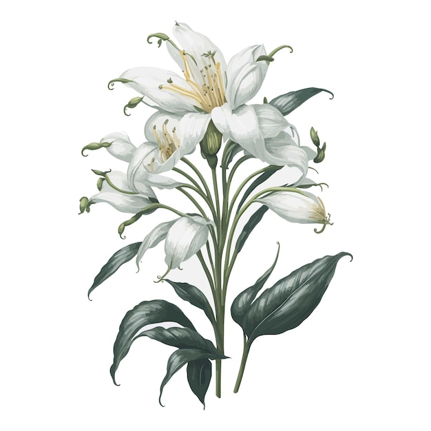 Watercolor madonna lily a simple vector