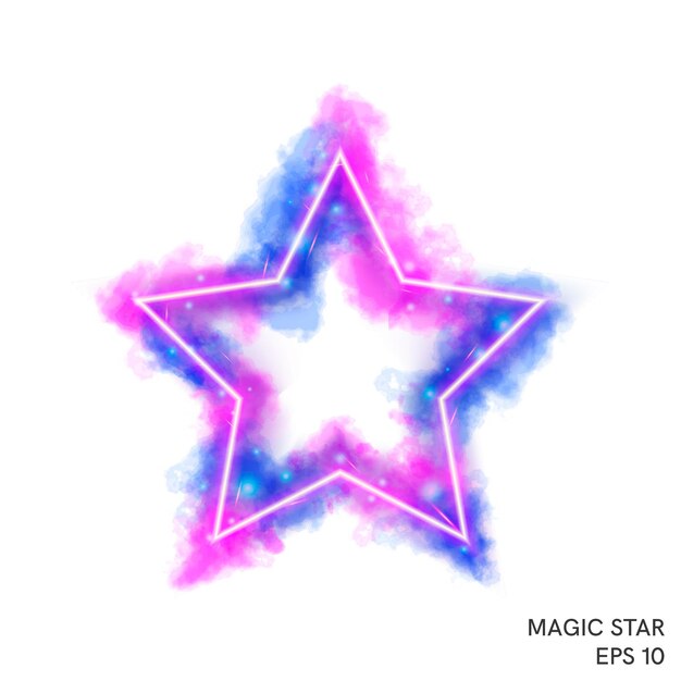 Watercolor magic fire star with neon counter Special fantasy flame effect with lights and sparks