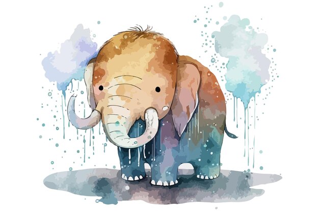 watercolor mammoth vector illustration tshirt print