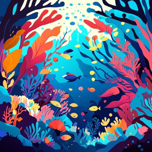 a watercolor masterpiece inspired by underwater life vector illustration