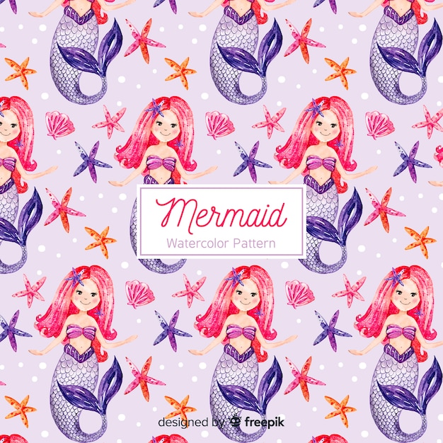 Watercolor mermaid pattern