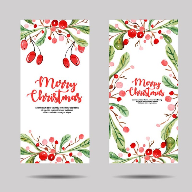 Watercolor Merry Christmas Banner