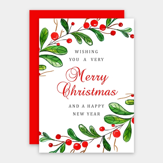 Watercolor Merry Christmas Greeting Card