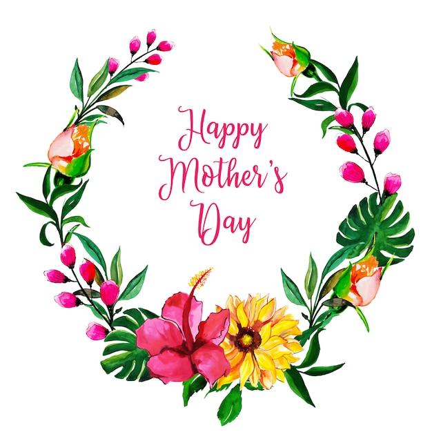 Watercolor Mother's Day Floral Frame Background