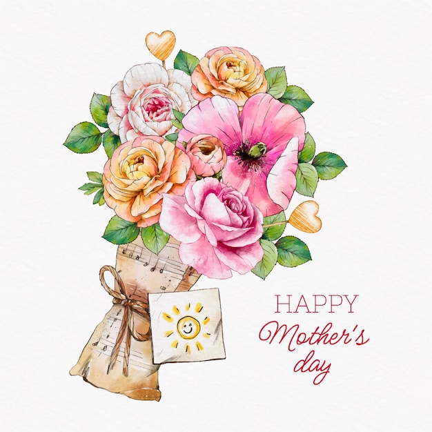 Watercolor mothers day illustration