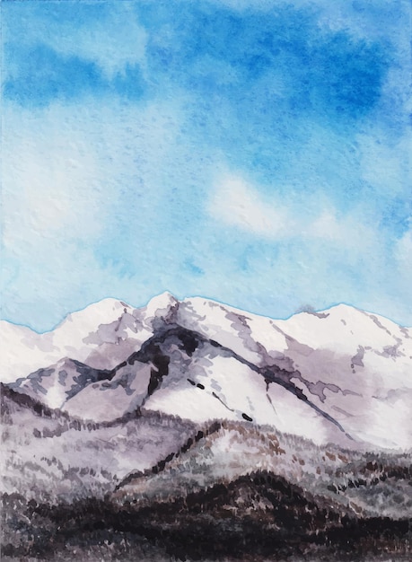 Watercolor mountain landscape