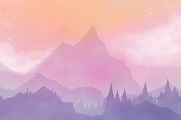 Watercolor mountains background