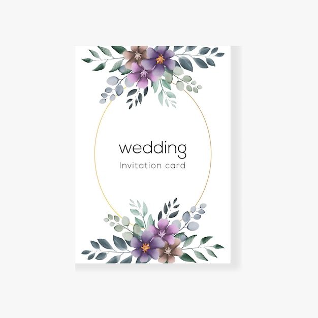 Watercolor natural floral wedding invitation card