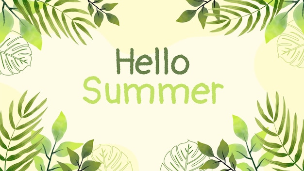 Watercolor nature summer floral background