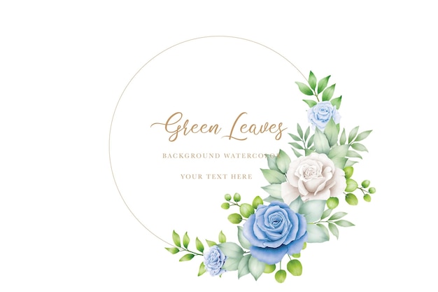 watercolor navy blue floral wreath illustration