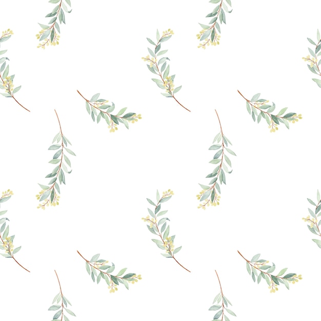 Watercolor olive leaves as seamless pattern