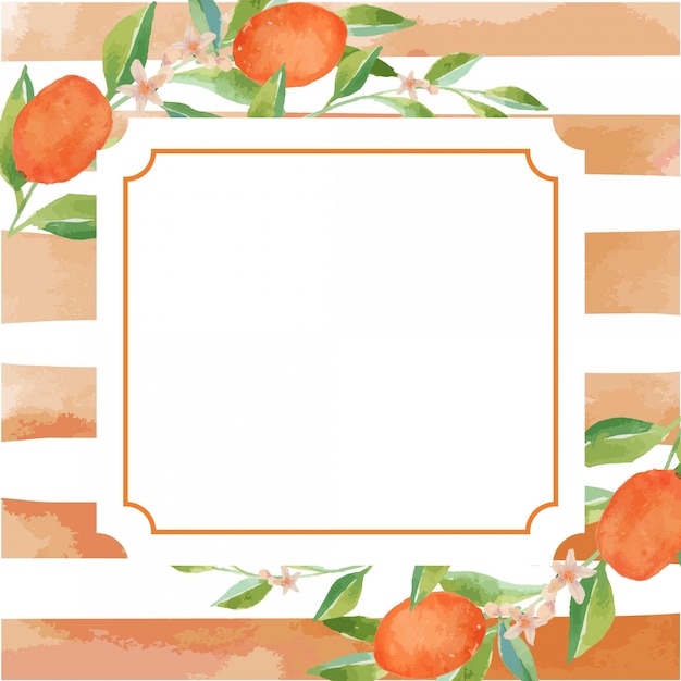 Watercolor Orange Kumquats Citrus  Frame Border Template