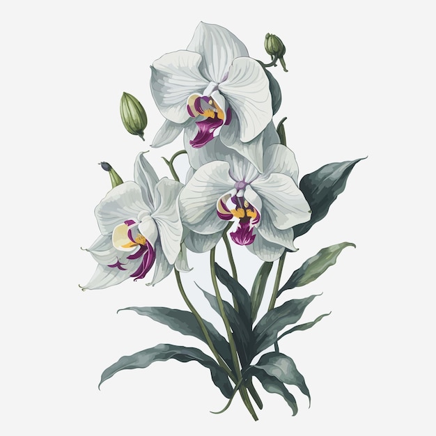 Watercolor orchid flower a simple vector