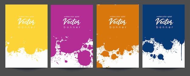 Watercolor paint splat vector banner set collection