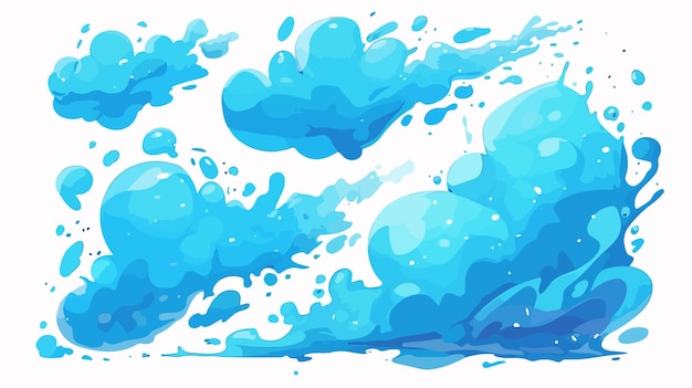 a watercolor painting of a blue splash with the bubbles in it