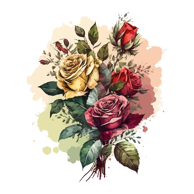 Watercolor painting of a bouquet of roses