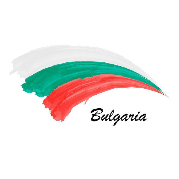 Watercolor painting flag of Bulgaria Brush stroke illustration