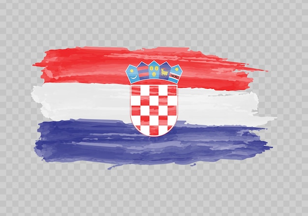 Watercolor painting flag of Croatia