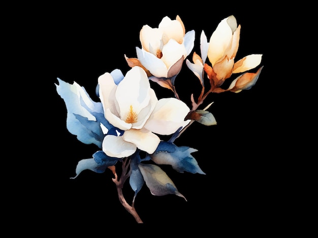 watercolor painting of magnolia flowers