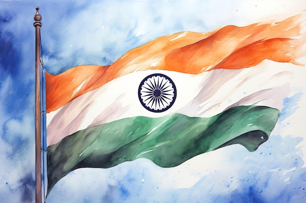 a watercolor painting of the national flag