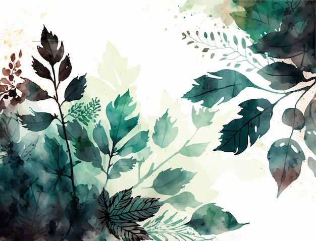 A watercolor painting of a plant with leaves.