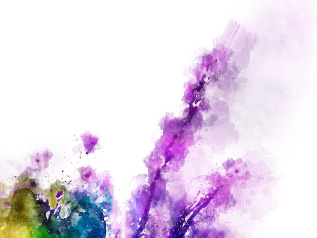 A watercolor painting of a purple and blue watercolor background